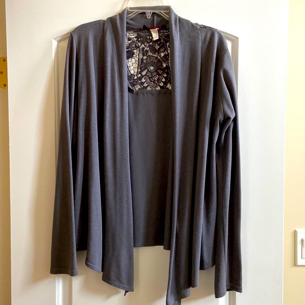 Heather Grey open style cardigan in size M